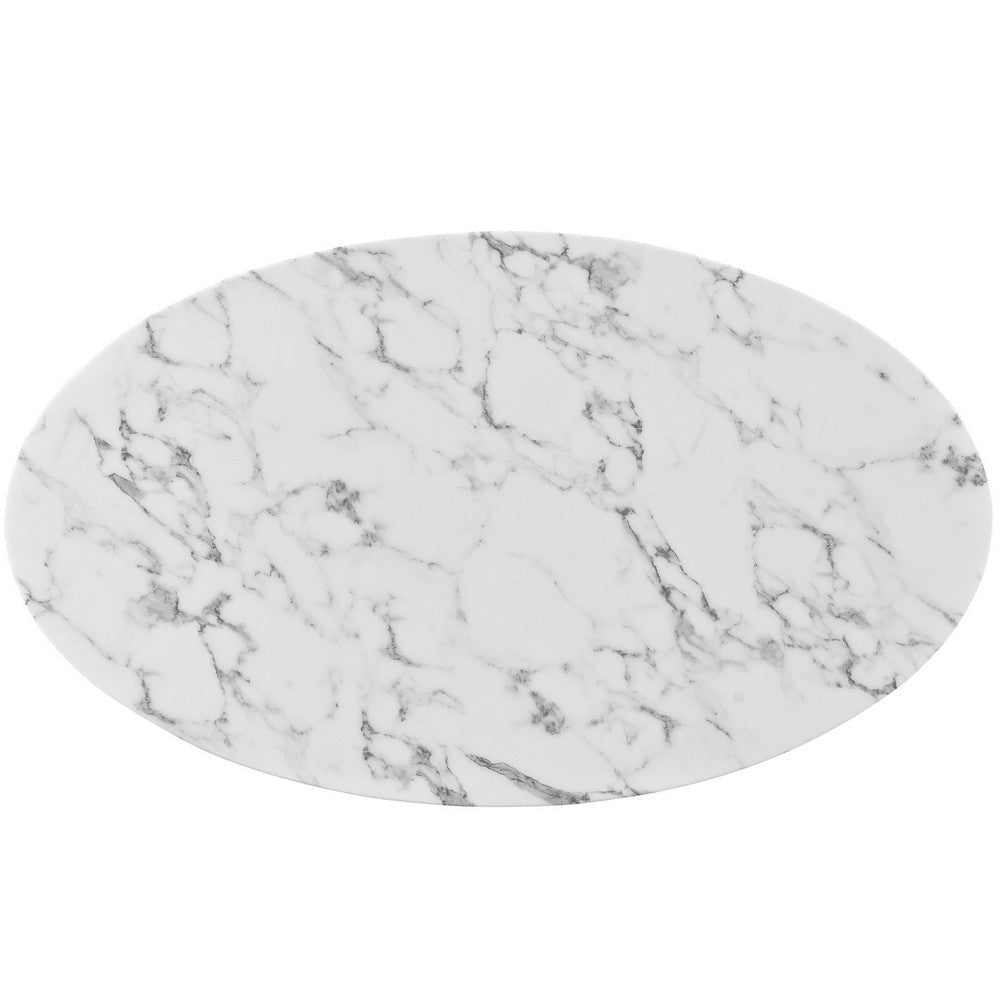 White Lippa 48’ Oval-Shaped Artificial Marble Dining Table - No Shipping Charges MDY-EEI-2021-WHI