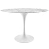 White Lippa 48" Oval-Shaped Artificial Marble Dining Table - No Shipping Charges