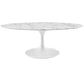 White Lippa 48" Oval-Shaped Artificial Marble Coffee Table