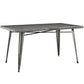 Modway Alacrity 60" Rustic Modern Farmhouse Stainless Steel Metal Rectangle Dining Table in Gunmetal