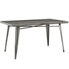 Modway Alacrity 60" Rustic Modern Farmhouse Stainless Steel Metal Rectangle Dining Table in Gunmetal