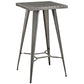 Modway Direct Rustic Modern Farmhouse Steel Metal Square Bar Table in Gunmetal