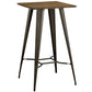 Modway Direct Rustic Modern Farmhouse Steel Metal Square Bar Table with Bamboo Top in Brown