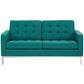 Modway Loft Upholstered Fabric Mid-Century Modern Loveseat In Teal MDY-EEI-2051-TEA