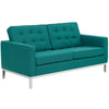 Modway Loft Upholstered Fabric Mid-Century Modern Loveseat In Teal