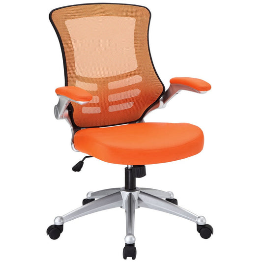 Modway EEI-210-ORA Attainment Mesh Back and Vinyl Seat Modern Office Chair in Orange 26.5"L x 26.5"W x 39.5-43.5"H