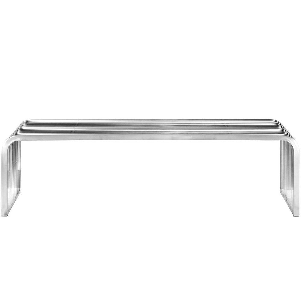 Silver Pipe Stainless Steel Bench - No Shipping Charges MDY-EEI-2103-SLV