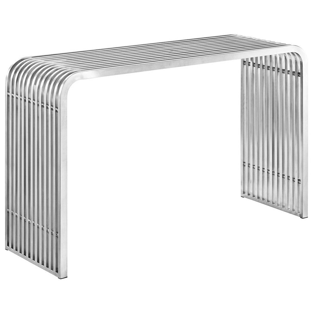 Modway Pipe Contemporary Modern Stainless Steel Metal Console Table