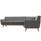 Modway L Shaped Sectional Sofa Engage Mid-Century Modern Upholstered Fabric Gray MDY-EEI-2108-DOR-SET