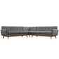 Modway L Shaped Sectional Sofa Engage Mid-Century Modern Upholstered Fabric Gray