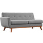 Modway Engage Right Facing Sectional Sofa in Mid-Century Modern Upholstered Fabric Expectation Gray MDY-EEI-2119-GRY-SET