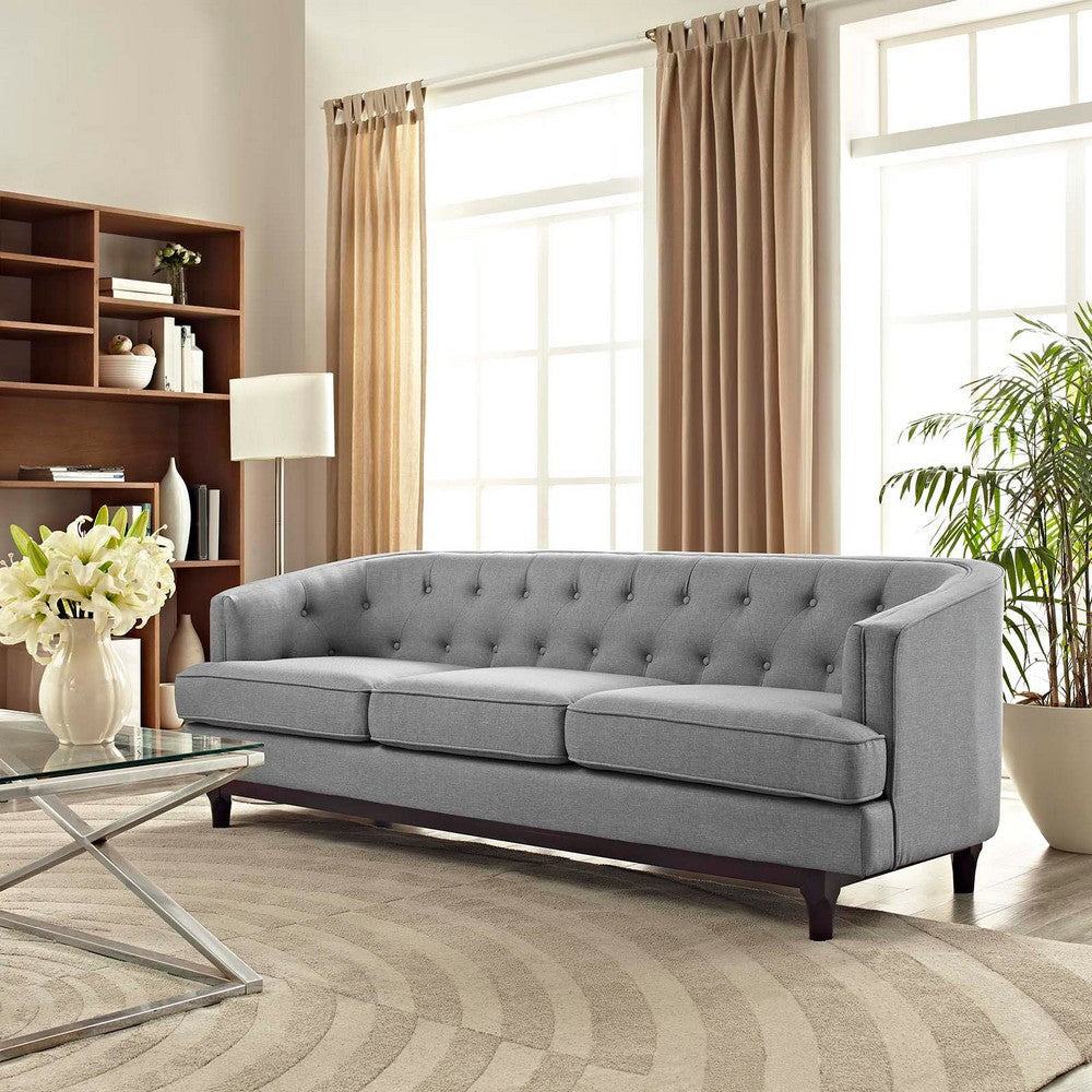 Modway Coast Sofa Fabric Upholstered Contemporary Modern Light Gray MDY-EEI-2131-LGR