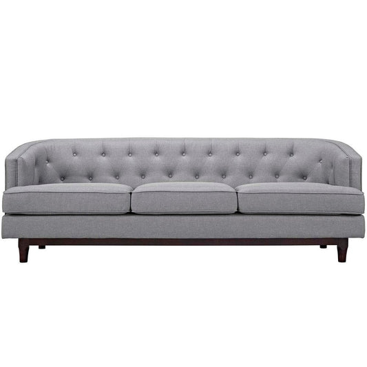 Modway Coast Sofa Fabric Upholstered Contemporary Modern, Light Gray