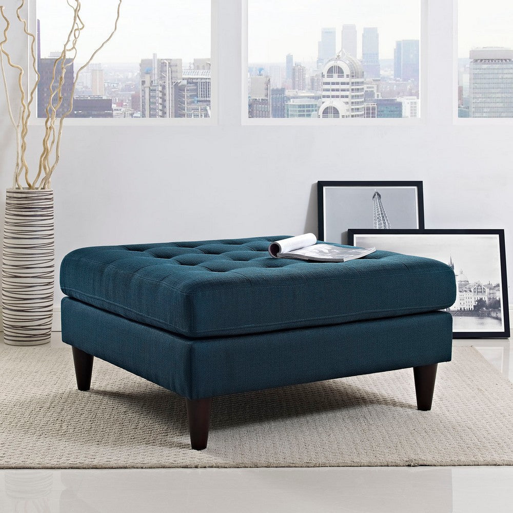 Modway Empress Mid-Century Modern Upholstered Fabric, Large Ottoman, Azure