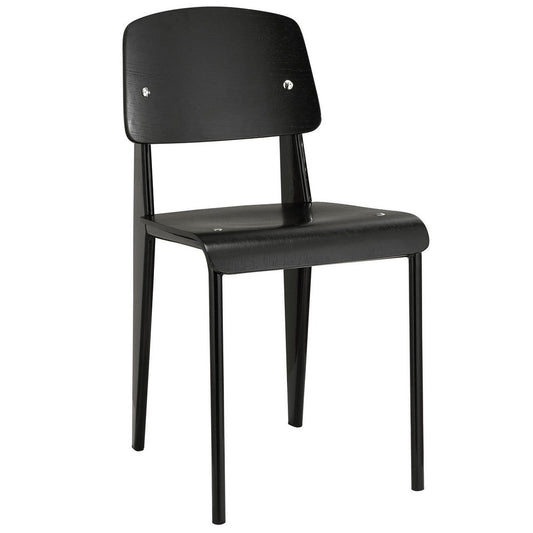 Modway Cabin Modern Wood and Metal Kitchen and Dining Room Chair in Black