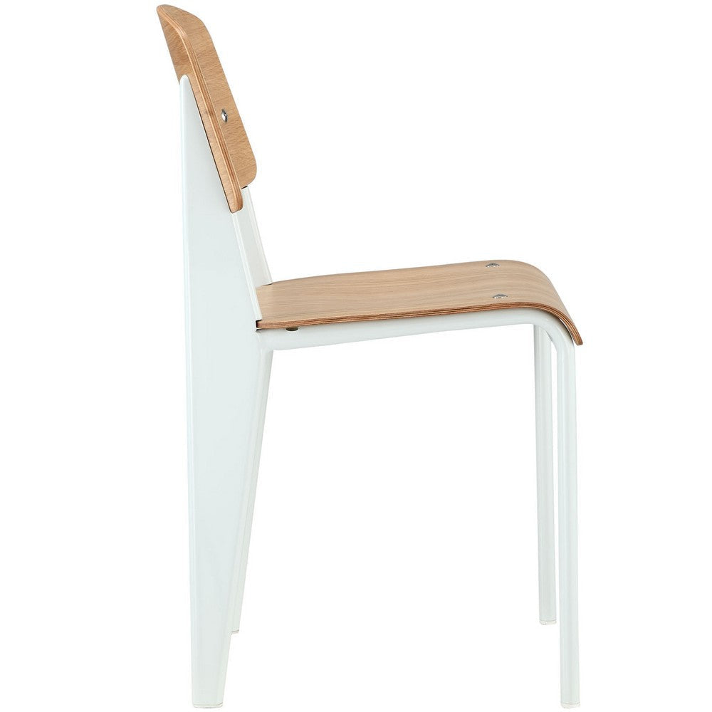 Modway Cabin Modern Wood and Metal Kitchen and Dining Room Chair in Natural White MDY-EEI-214-NAT-WHI