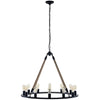 Modway Encircle Rope and Steel Metal 12-Light Pendant Round Chandelier in Brown