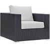 Modway Convene Wicker Rattan 7-pc Outdoor Patio Sectional Sofa Furniture Set in Espresso White MDY-EEI-2157-EXP-WHI-SET