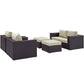 Modway Convene Wicker Rattan 5-Piece Outdoor Patio Furniture Set with Cushions in Espresso Beige MDY-EEI-2158-EXP-BEI-SET