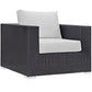 Modway Convene Wicker Rattan 5-Piece Outdoor Patio Furniture Set with Cushions in Espresso White MDY-EEI-2158-EXP-WHI-SET