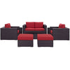 Modway Convene 8-Piece Outdoor Patio Sofa Set with Powder Coated Aluminum Frame in Espresso Red MDY-EEI-2159-EXP-RED-SET