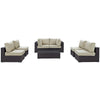 Modway Convene 7-Piece Outdoor Patio Sectional Set in Espresso Beige MDY-EEI-2164-EXP-BEI-SET