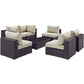 Modway Convene 7-Piece Outdoor Patio Sectional Set in Espresso Beige