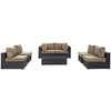 Modway Convene 7-Piece Outdoor Patio Sectional Set in Espresso Mocha MDY-EEI-2164-EXP-MOC-SET