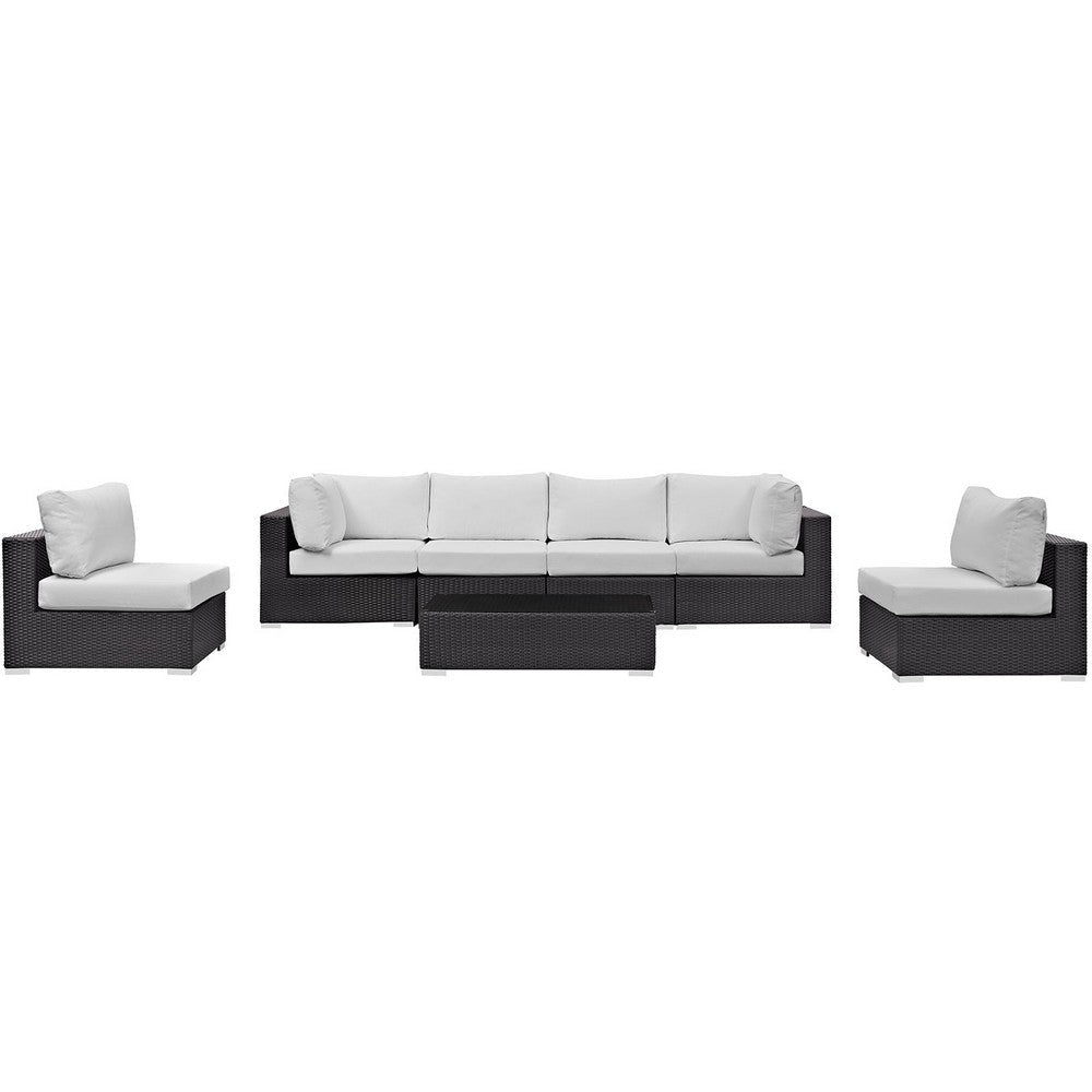 Modway Convene 7-Piece Outdoor Patio Sectional Set in Espresso White MDY-EEI-2164-EXP-WHI-SET