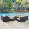 Modway Convene Collection 10-Piece Outdoor Patio Sectional Set in Espresso Beige MDY-EEI-2169-EXP-BEI-SET