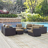 Modway Convene Collection 10-Piece Outdoor Patio Sectional Set in Espresso Mocha MDY-EEI-2169-EXP-MOC-SET