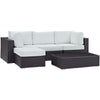 Modway Convene Wicker Rattan 5-Piece Outdoor Patio Sectional Sofa Furniture Set in Espresso White MDY-EEI-2172-EXP-WHI-SET