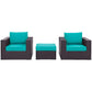 Modway Convene Wicker Rattan 3-Piece Outdoor Patio Furniture Set in Espresso Turquoise MDY-EEI-2174-EXP-TRQ-SET