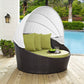 Modway Convene Wicker Rattan Outdoor Patio Retractable Canopy Round Poolside Sofa Daybed in Espresso Peridot MDY-EEI-2175-EXP-PER