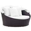 Modway Convene Wicker Rattan Outdoor Patio Retractable Canopy Round Poolside Sofa Daybed in Espresso White MDY-EEI-2175-EXP-WHI