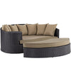 Modway Convene Wicker Rattan Outdoor Patio Poolside Sectional Sofa Daybed with Cushions in Espresso Mocha