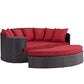 Modway Convene Wicker Rattan Outdoor Patio Poolside Sectional Sofa Daybed with Cushions in Espresso Red