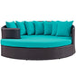 Modway Convene Wicker Rattan Outdoor Patio Poolside Sectional Sofa Daybed with Cushions in Espresso Turquoise MDY-EEI-2176-EXP-TRQ