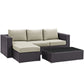 Modway Convene Wicker Rattan 3-Piece Outdoor Patio Furniture Sofa Set in Espresso Beige MDY-EEI-2178-EXP-BEI-SET