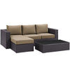 Modway Convene Wicker Rattan 3-Piece Outdoor Patio Furniture Sofa Set in Espresso Mocha MDY-EEI-2178-EXP-MOC-SET