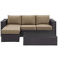 Modway Convene Wicker Rattan 3-Piece Outdoor Patio Furniture Sofa Set in Espresso Mocha MDY-EEI-2178-EXP-MOC-SET