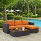 Modway Convene Wicker Rattan 3-Piece Outdoor Patio Furniture Sofa Set in Espresso Orange MDY-EEI-2178-EXP-ORA-SET