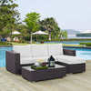 Modway Convene Wicker Rattan 3-Piece Outdoor Patio Furniture Sofa Set in Espresso White MDY-EEI-2178-EXP-WHI-SET