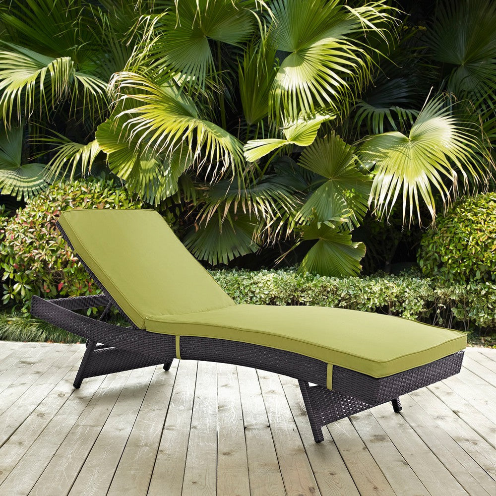 Modway Convene Wicker Rattan Outdoor Patio Chaise Lounge Chair in Espresso Peridot