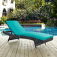 Modway Convene Wicker Rattan Outdoor Patio Chaise Lounge Chair in Espresso Turquoise