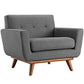 Modway Engage Mid-Century Modern Upholstered Fabric Accent Armchair and Ottoman in Gray MDY-EEI-2187-DOR-SET