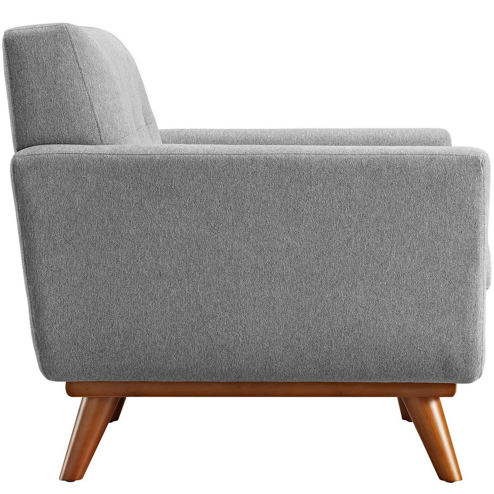 Modway Engage Mid-Century Modern Upholstered Fabric Accent Armchair and Ottoman in Expectation Gray MDY-EEI-2187-GRY-SET