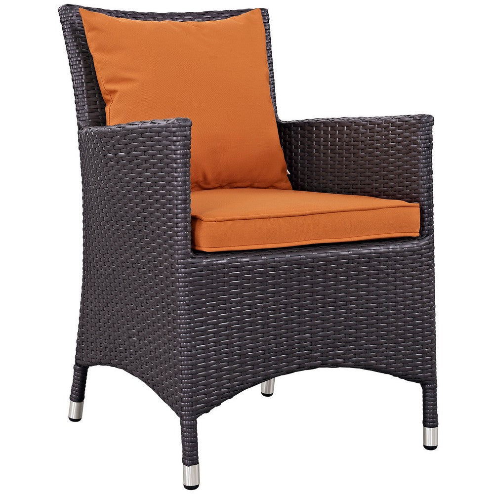 Modway EEI-2188-EXP-ORA-SET 2 Piece Set Convene Wicker Rattan Outdoor Patio Two Dining Armchairs Orange MDY-EEI-2188-EXP-ORA-SET