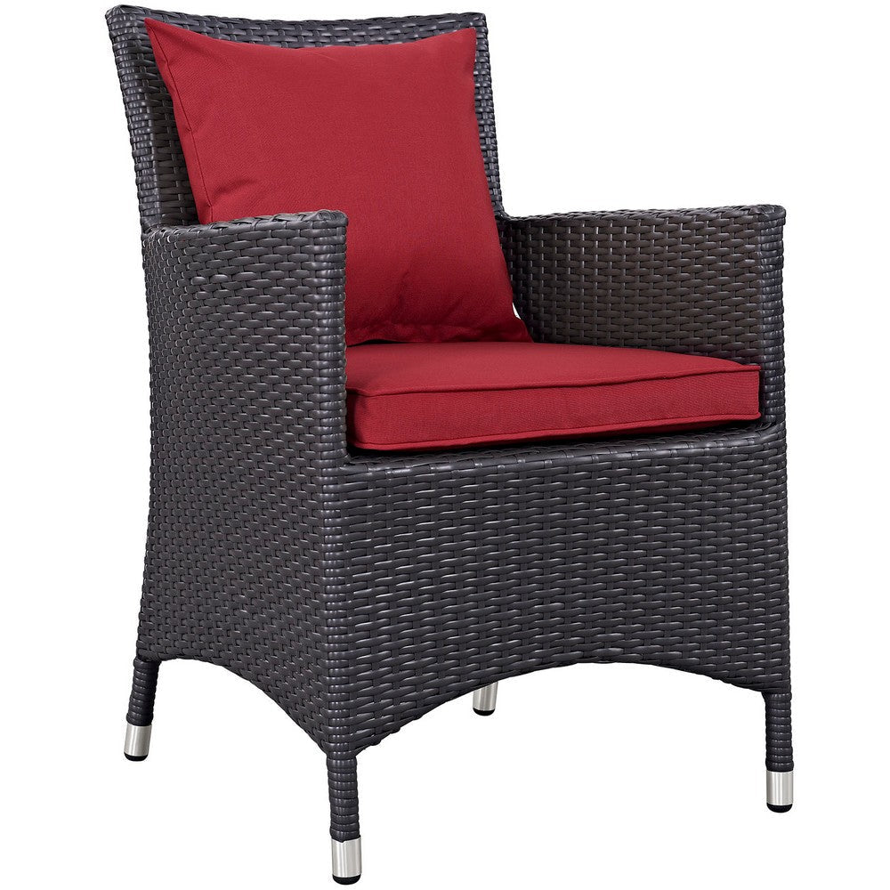 Modway EEI-2188-EXP-RED-SET 2 Piece Set Convene Wicker Rattan Outdoor Patio Two Dining Armchairs Red MDY-EEI-2188-EXP-RED-SET