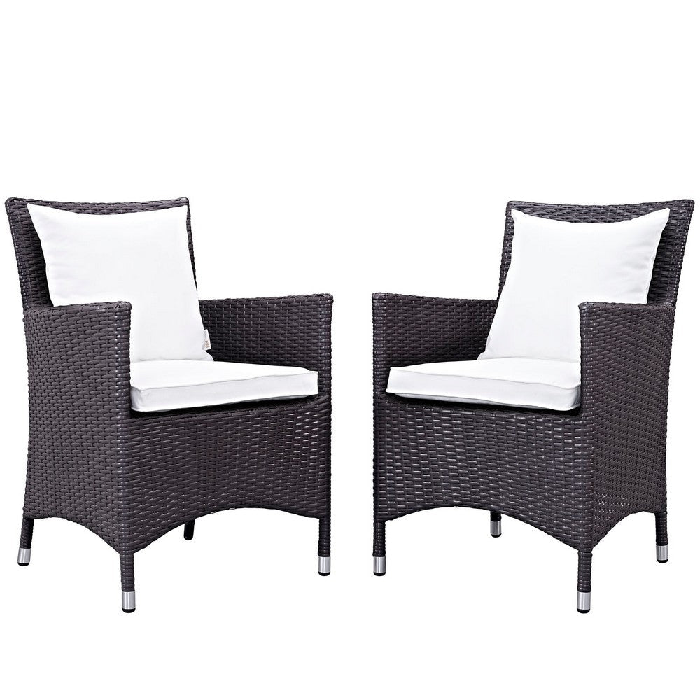 Modway EEI-2188-EXP-WHI-SET 2 Piece Set Convene Wicker Rattan Outdoor Patio, Two Dining Armchairs, White